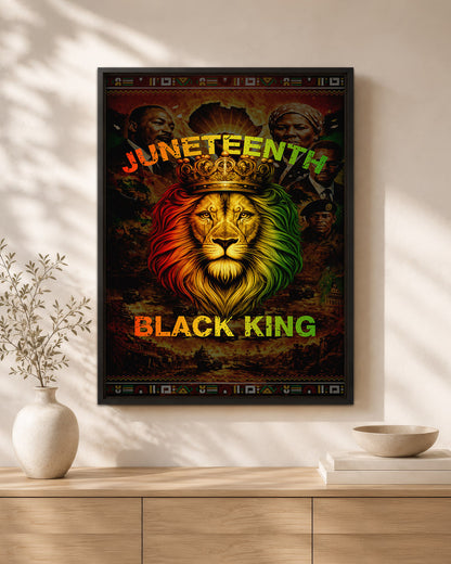 Juneteenth Black King Lion Crown - Poster/Canvas