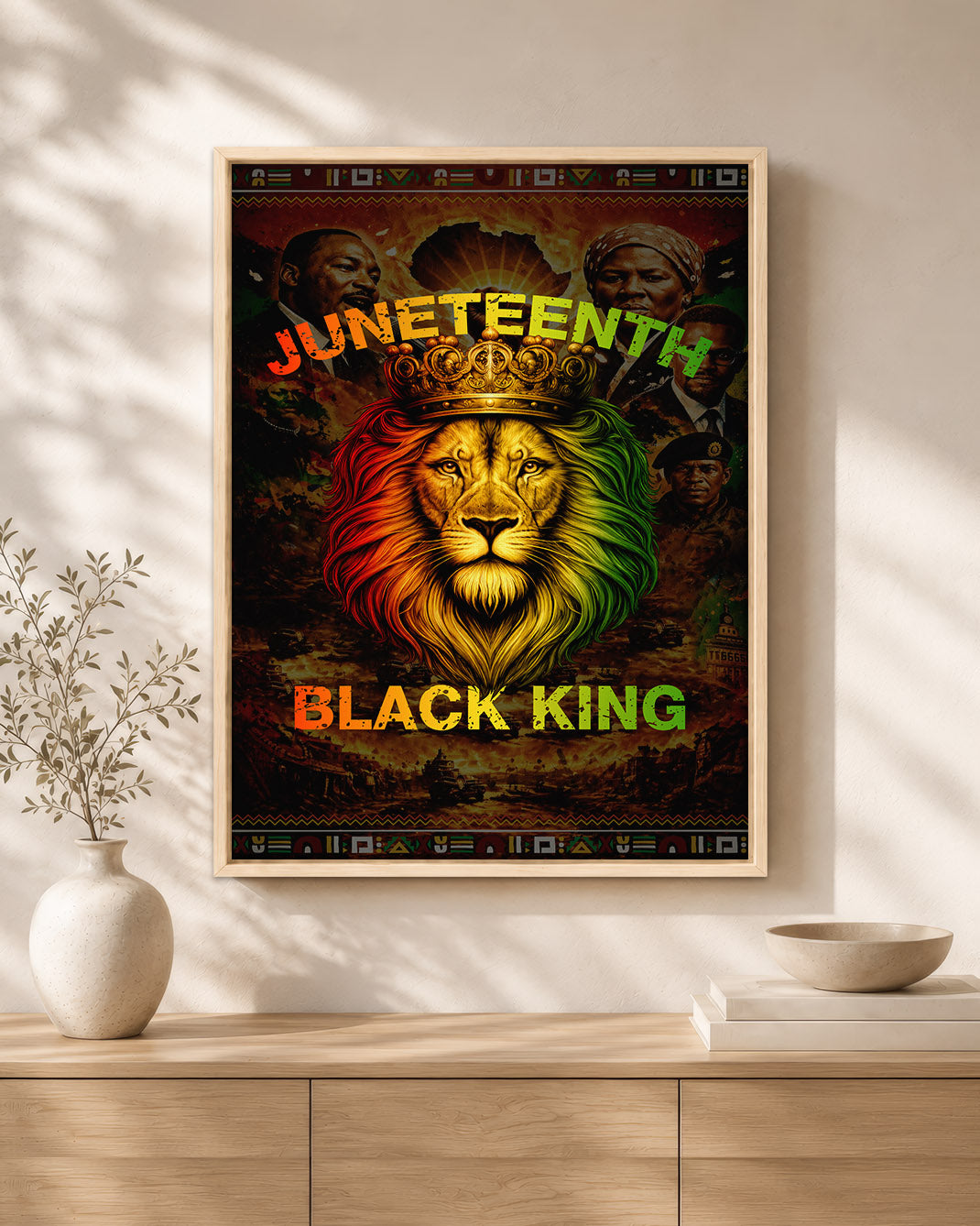 Juneteenth Black King Lion Crown - Poster/Canvas
