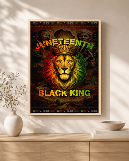 Juneteenth Black King Lion Crown - Poster/Canvas