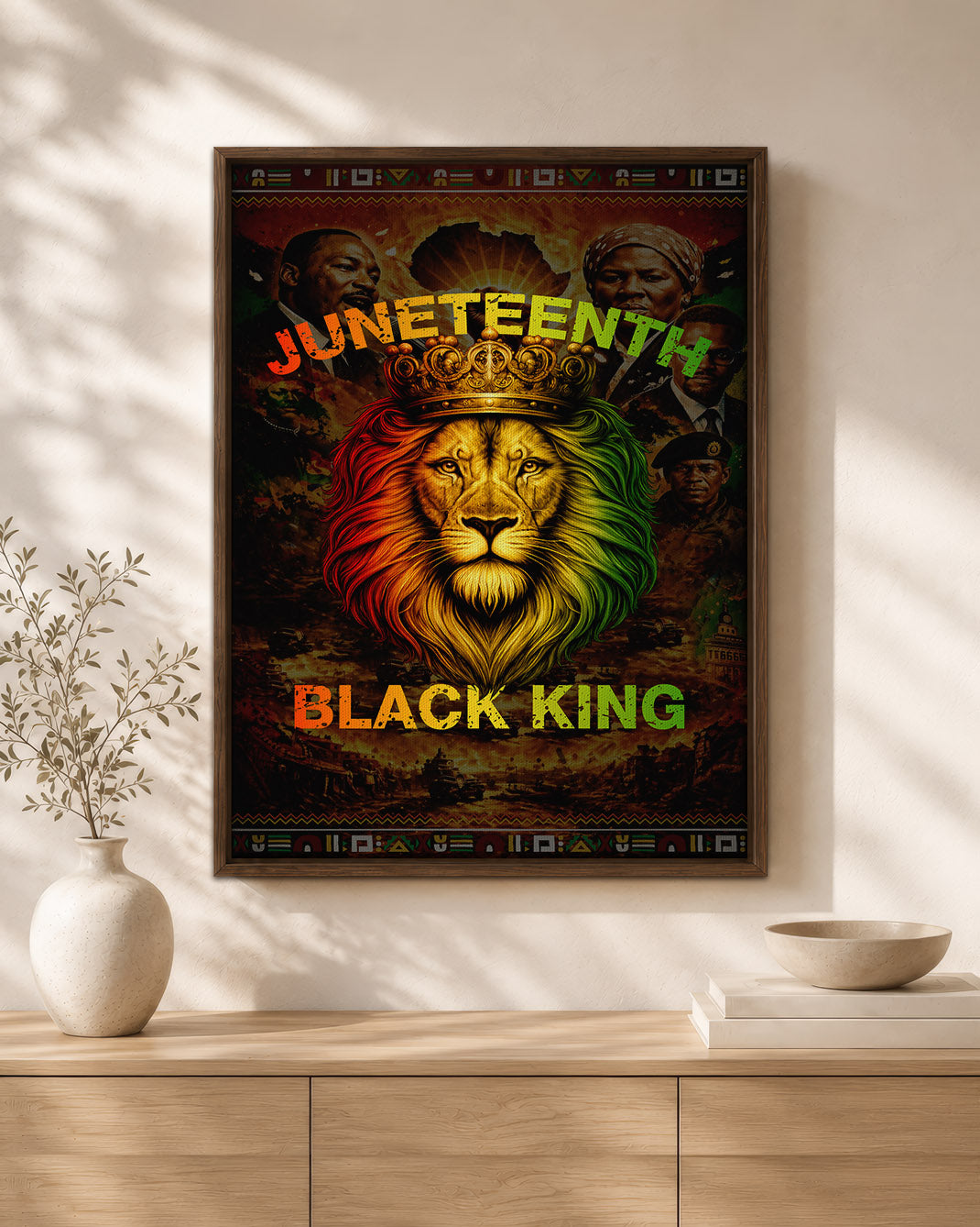 Juneteenth Black King Lion Crown - Poster/Canvas