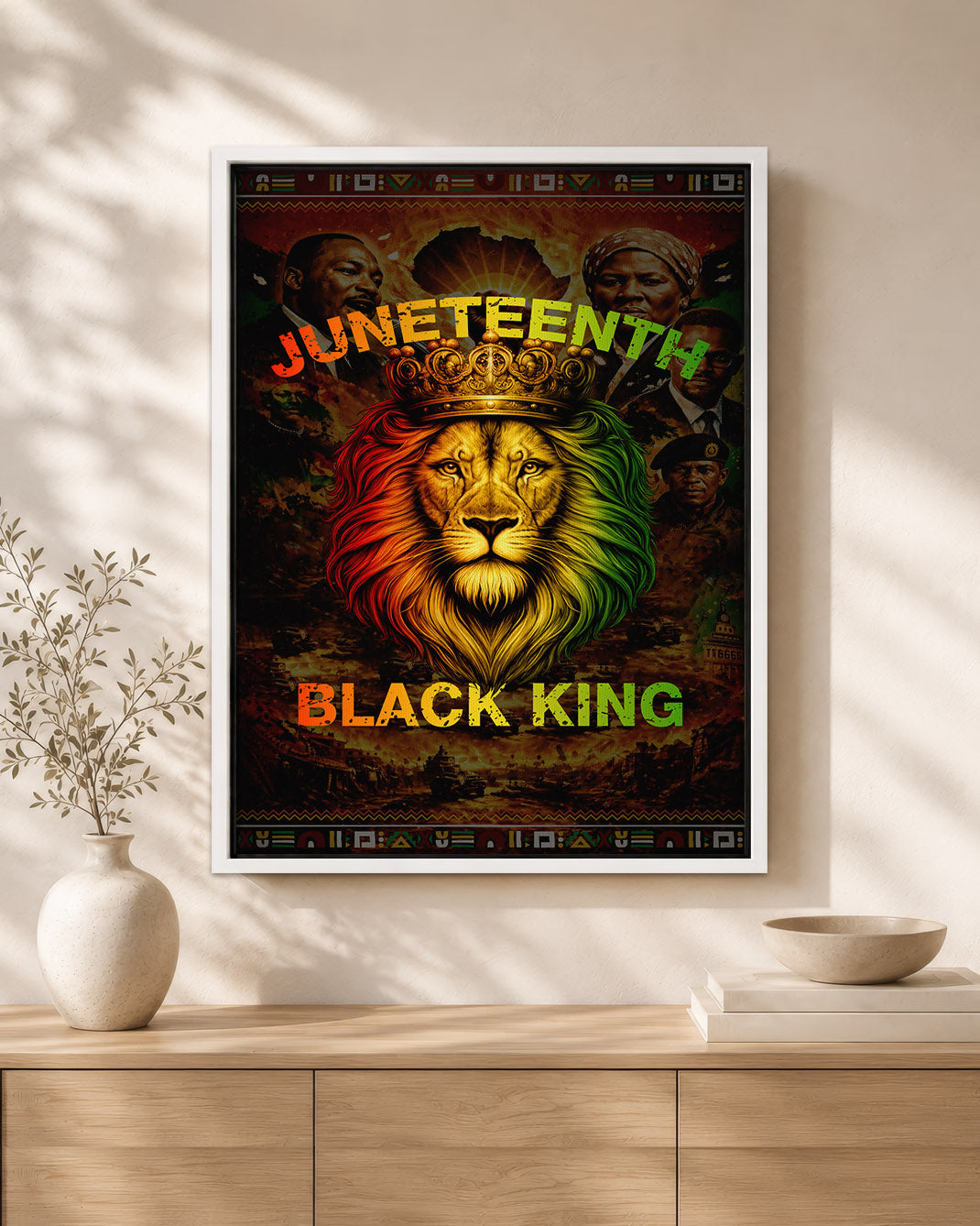 Juneteenth Black King Lion Crown - Poster/Canvas