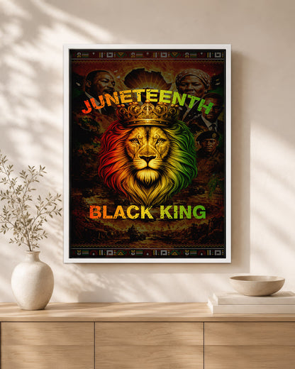 Juneteenth Black King Lion Crown - Poster/Canvas