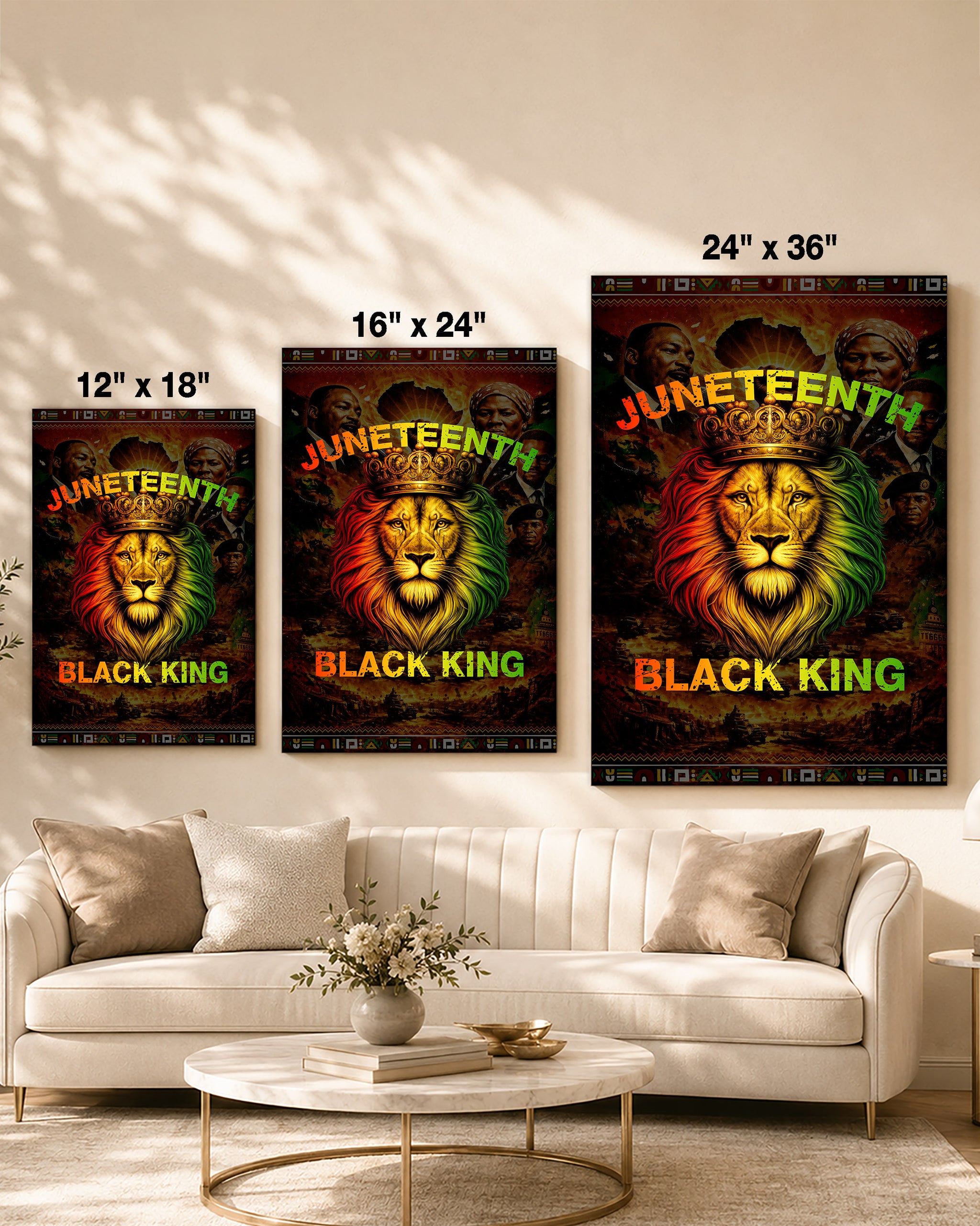 Juneteenth Black King Lion Crown - Poster/Canvas