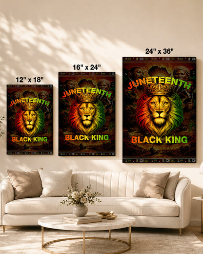 Juneteenth Black King Lion Crown - Poster/Canvas