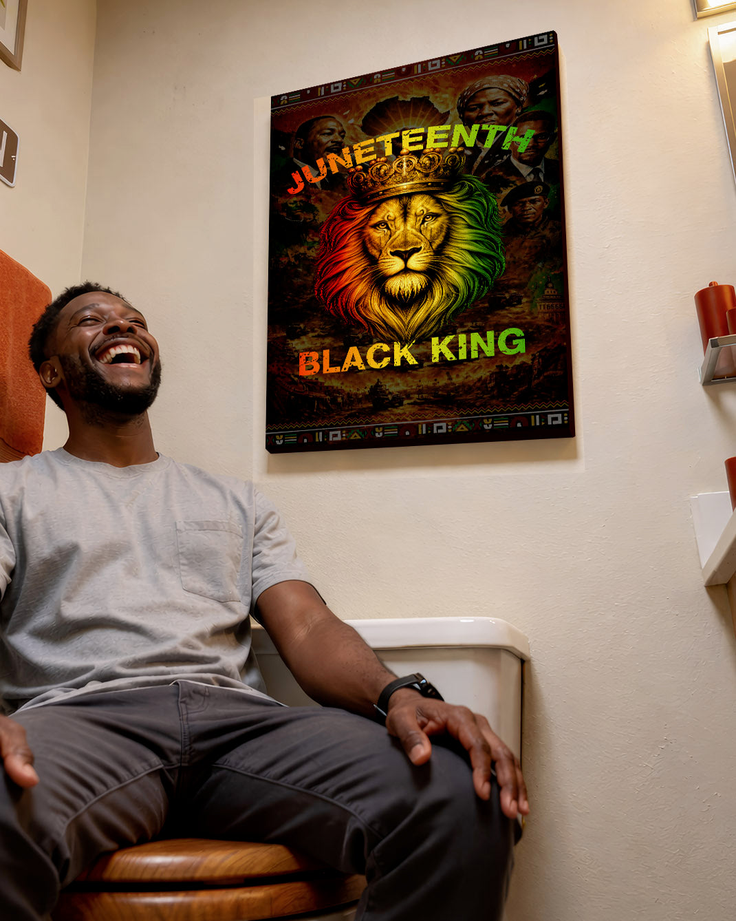 Juneteenth Black King Lion Crown - Poster/Canvas