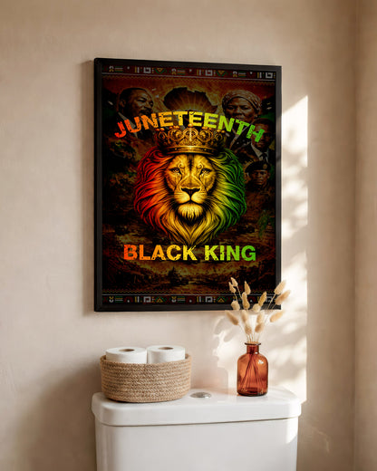 Juneteenth Black King Lion Crown - Poster/Canvas