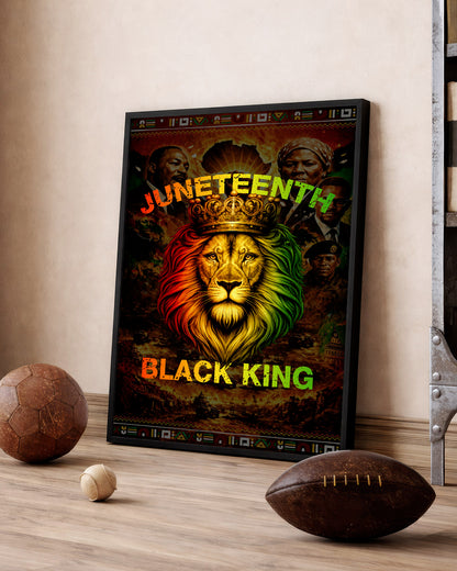 Juneteenth Black King Lion Crown - Poster/Canvas