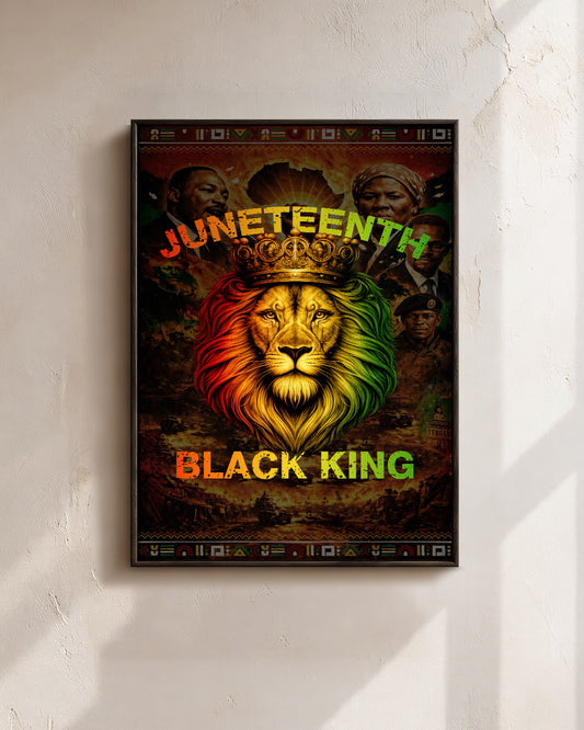 Juneteenth Black King Lion Crown - Poster/Canvas