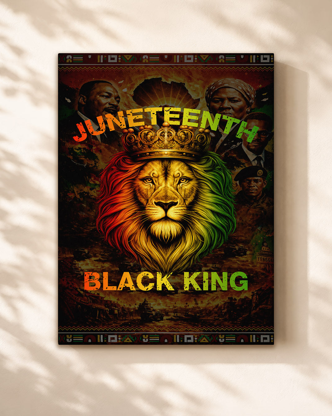 Juneteenth Black King Lion Crown - Poster/Canvas