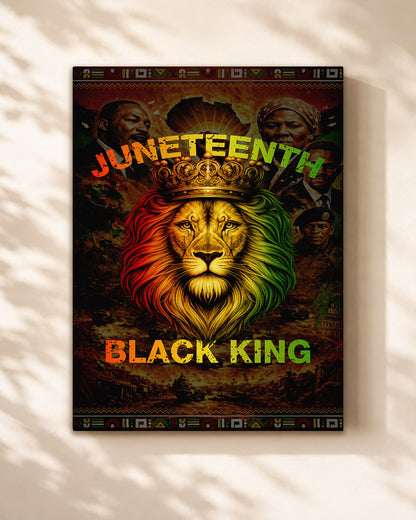 Juneteenth Black King Lion Crown - Poster/Canvas