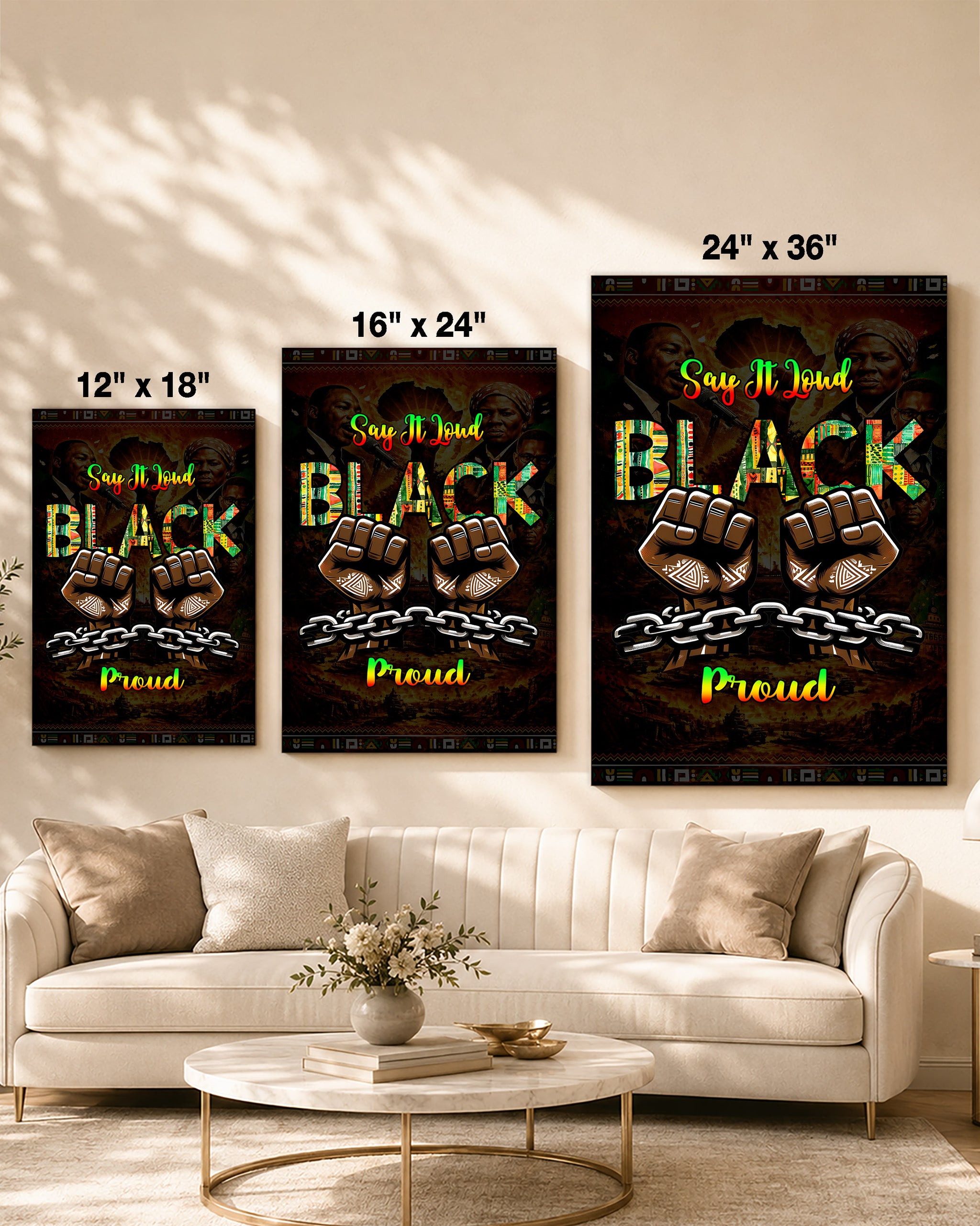 Say It Loud Black & Proud Fist - Poster/Canvas