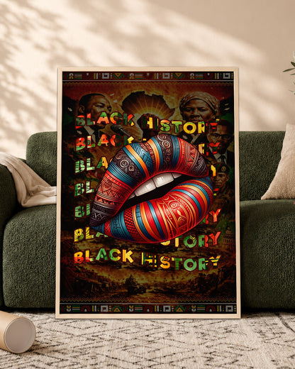 Black History Bold Lips - Black Culture, Voice & Pride - Poster/Canvas