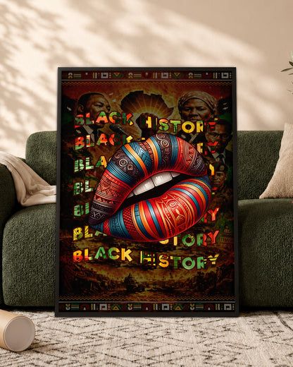 Black History Bold Lips - Black Culture, Voice & Pride - Poster/Canvas