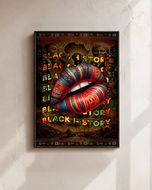 Black History Bold Lips - Black Culture, Voice & Pride - Poster/Canvas