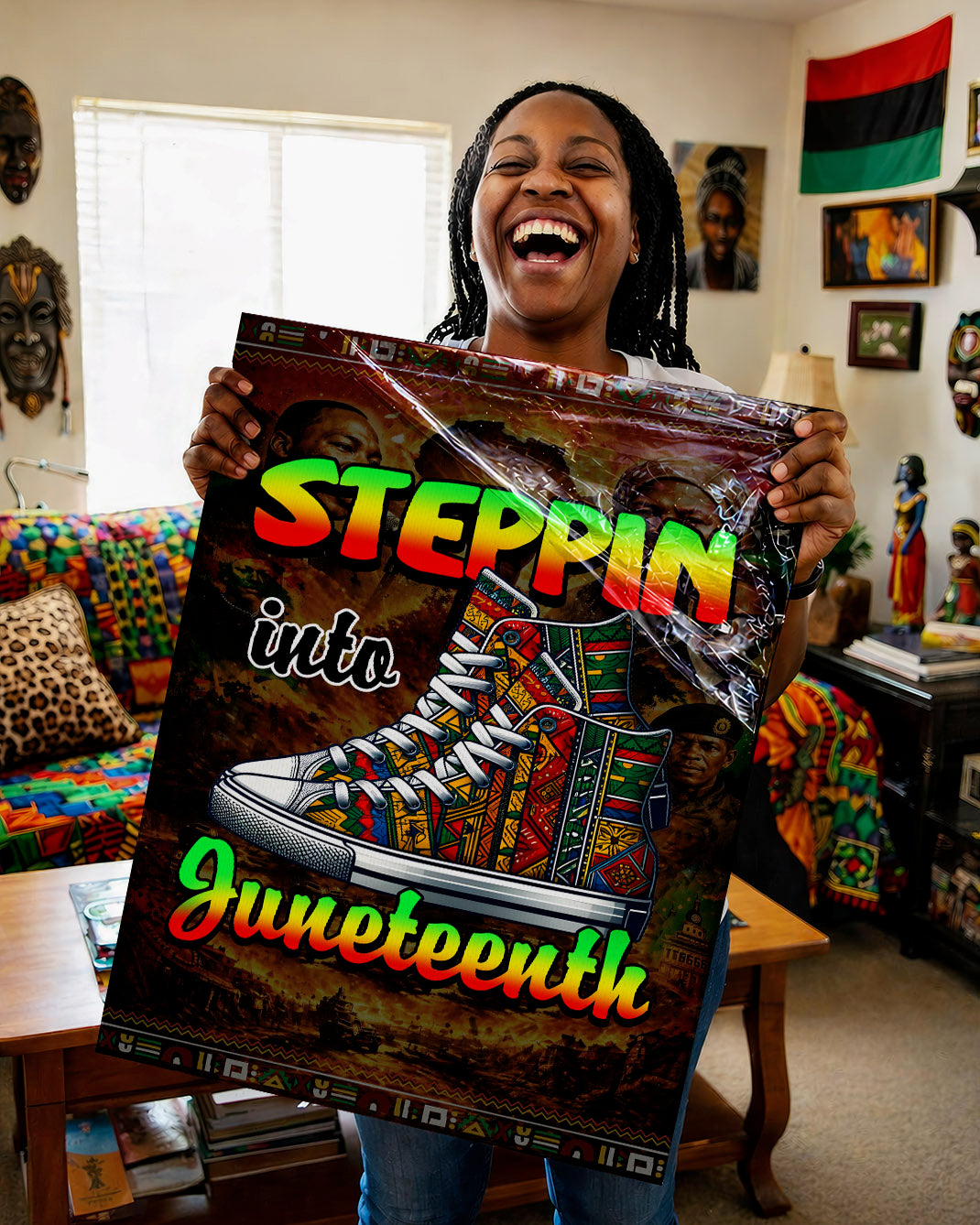 Steppin' Into Juneteenth Sneakers - Poster/Canvas