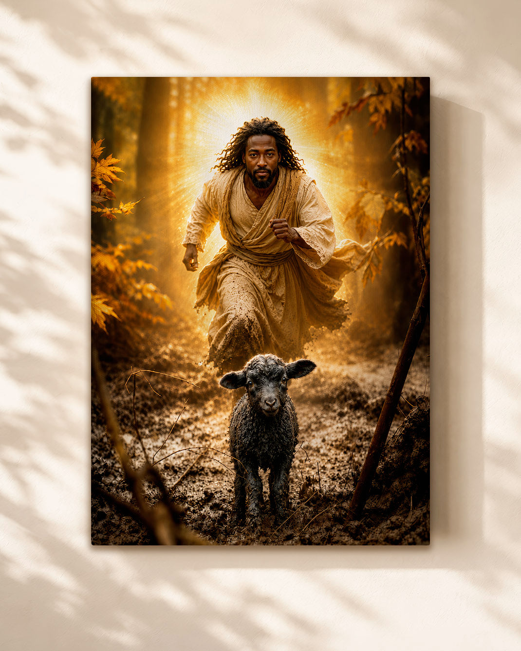 Black Jesus Good Shepherd Canvas - African American Christian Wall Art