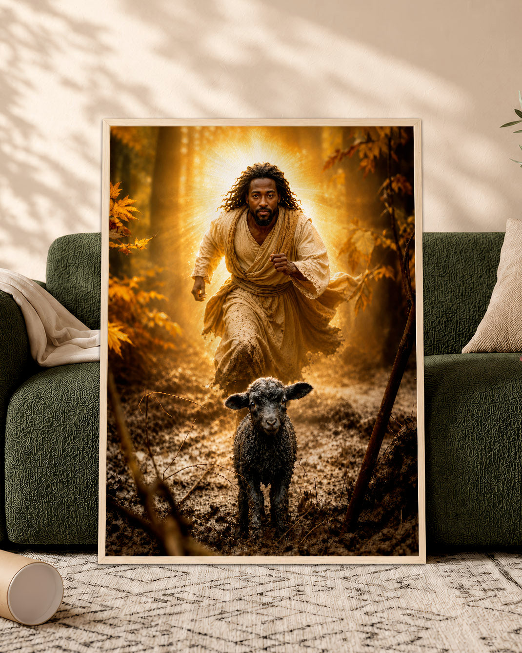 Black Jesus Good Shepherd Canvas - African American Christian Wall Art