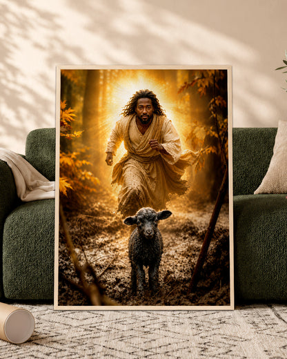 Black Jesus Good Shepherd Canvas - African American Christian Wall Art