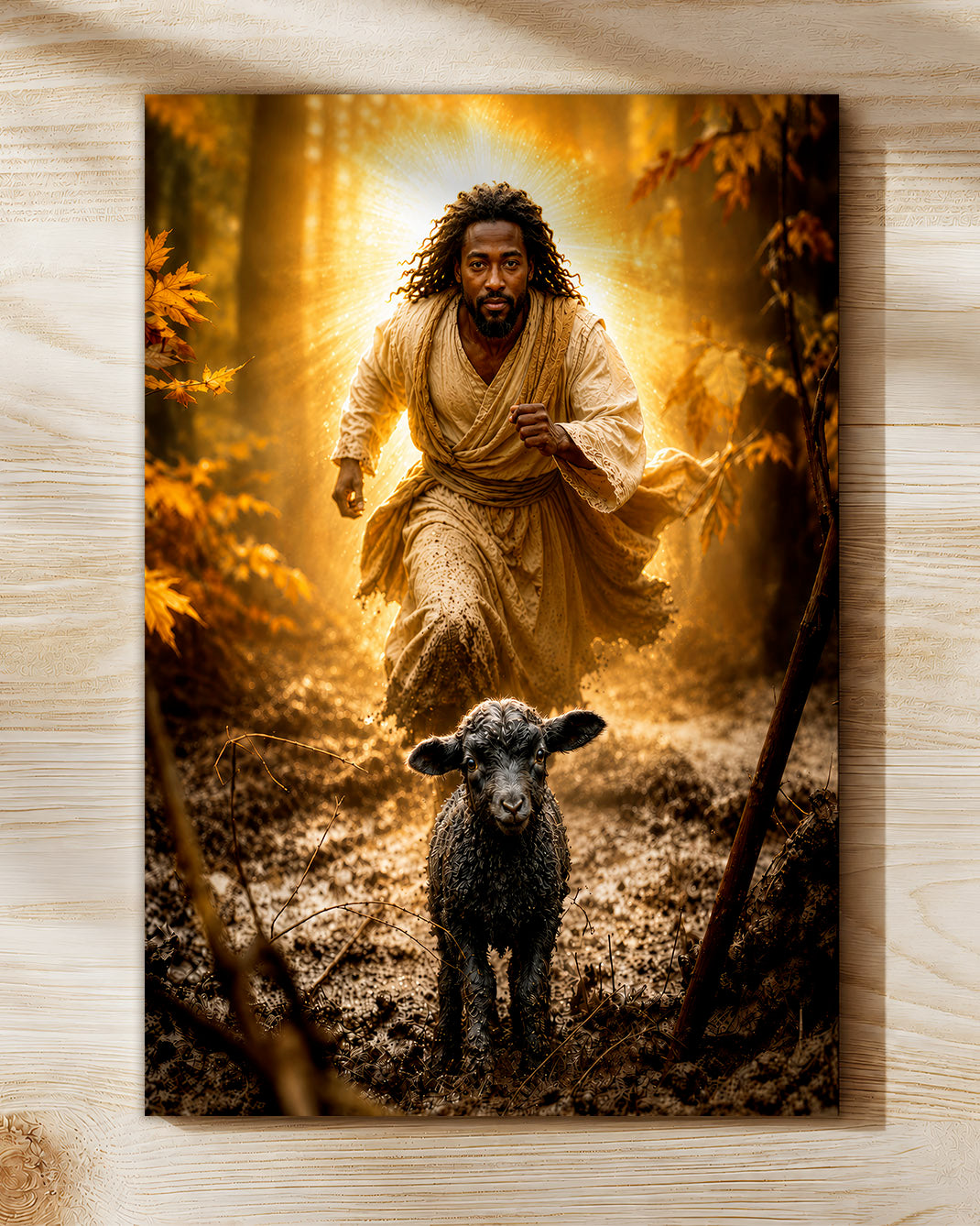 Black Jesus Good Shepherd Canvas - African American Christian Wall Art