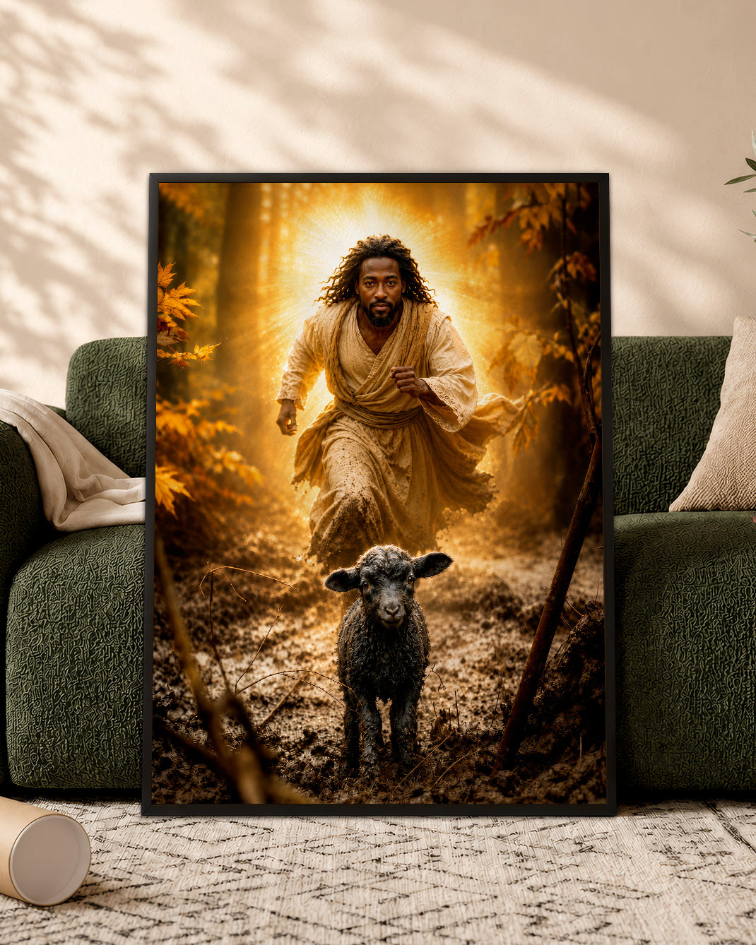 Black Jesus Good Shepherd Canvas - African American Christian Wall Art