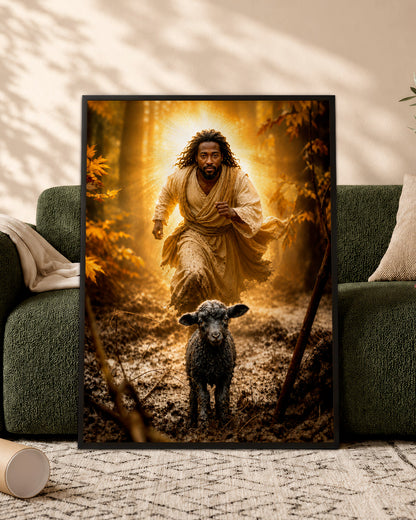 Black Jesus Good Shepherd Canvas - African American Christian Wall Art