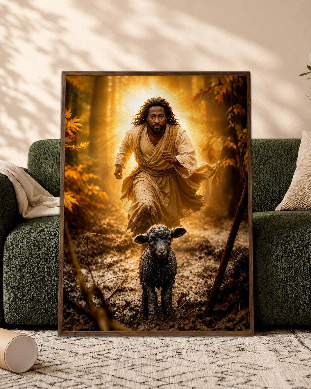 Black Jesus Good Shepherd Canvas - African American Christian Wall Art