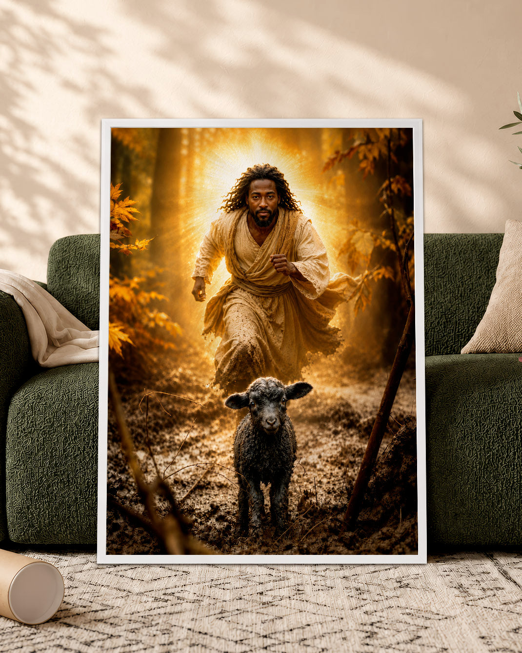 Black Jesus Good Shepherd Canvas - African American Christian Wall Art