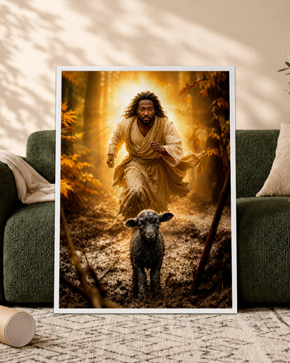 Black Jesus Good Shepherd Canvas - African American Christian Wall Art