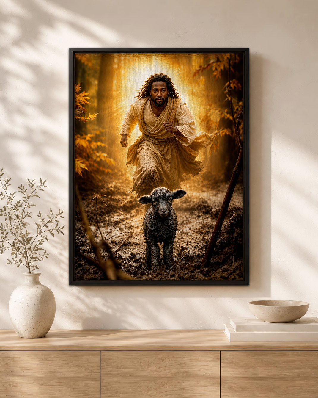 Black Jesus Good Shepherd Canvas - African American Christian Wall Art