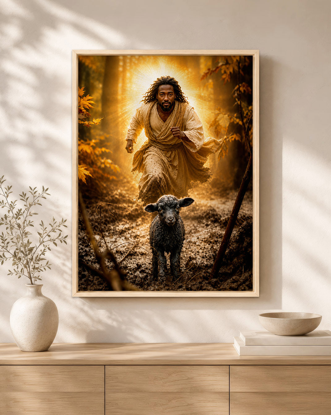 Black Jesus Good Shepherd Canvas - African American Christian Wall Art