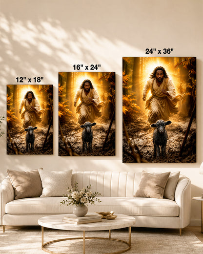 Black Jesus Good Shepherd Canvas - African American Christian Wall Art