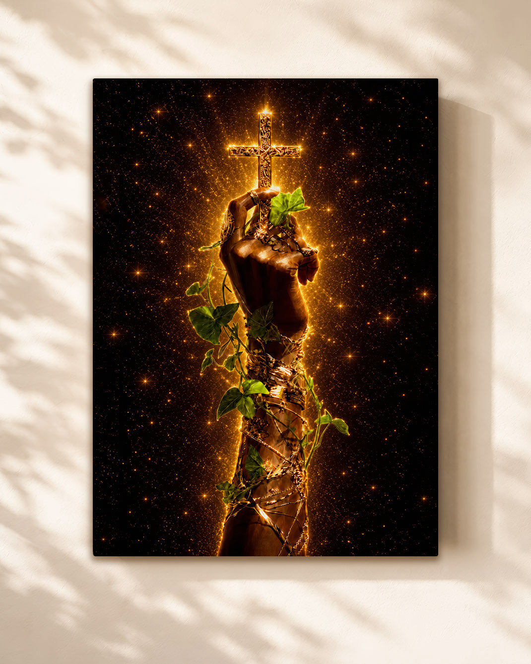 Black Christian Cross Canvas - African American Faith Wall Art