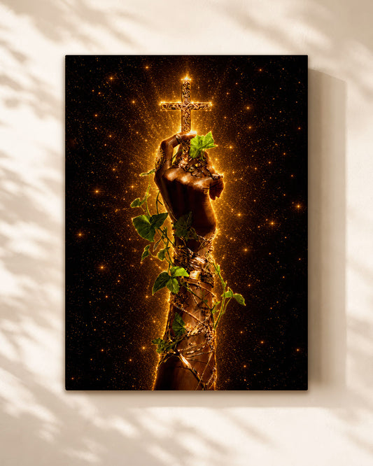 Black Christian Cross Canvas - African American Faith Wall Art