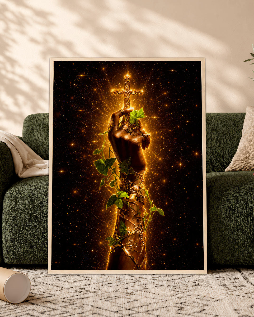 Black Christian Cross Canvas - African American Faith Wall Art