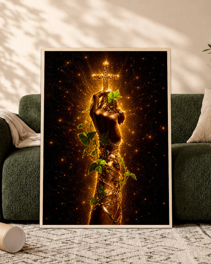 Black Christian Cross Canvas - African American Faith Wall Art