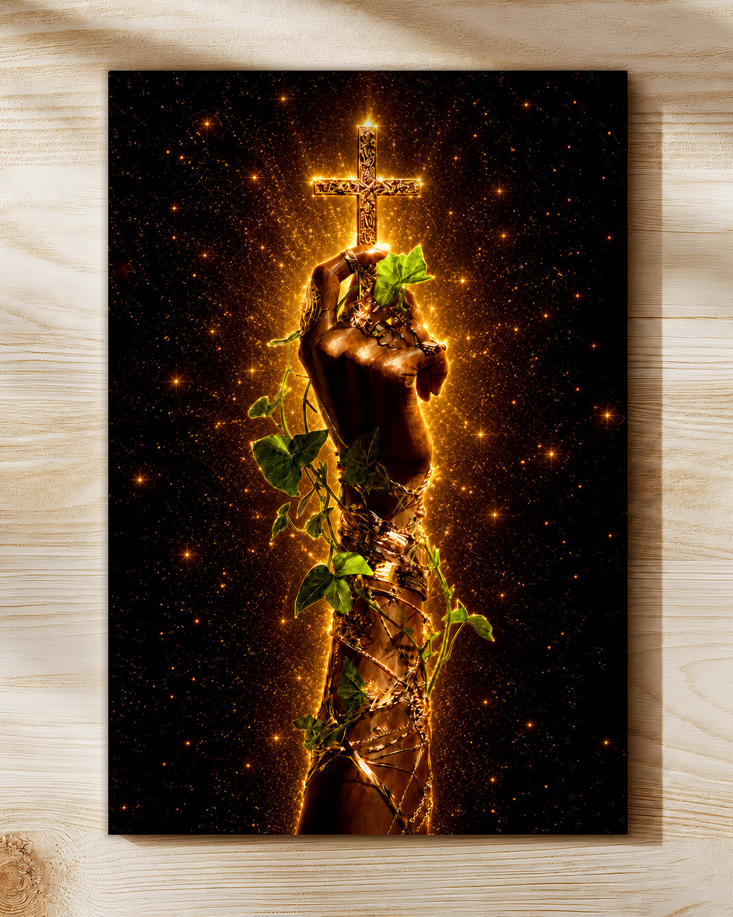 Black Christian Cross Canvas - African American Faith Wall Art