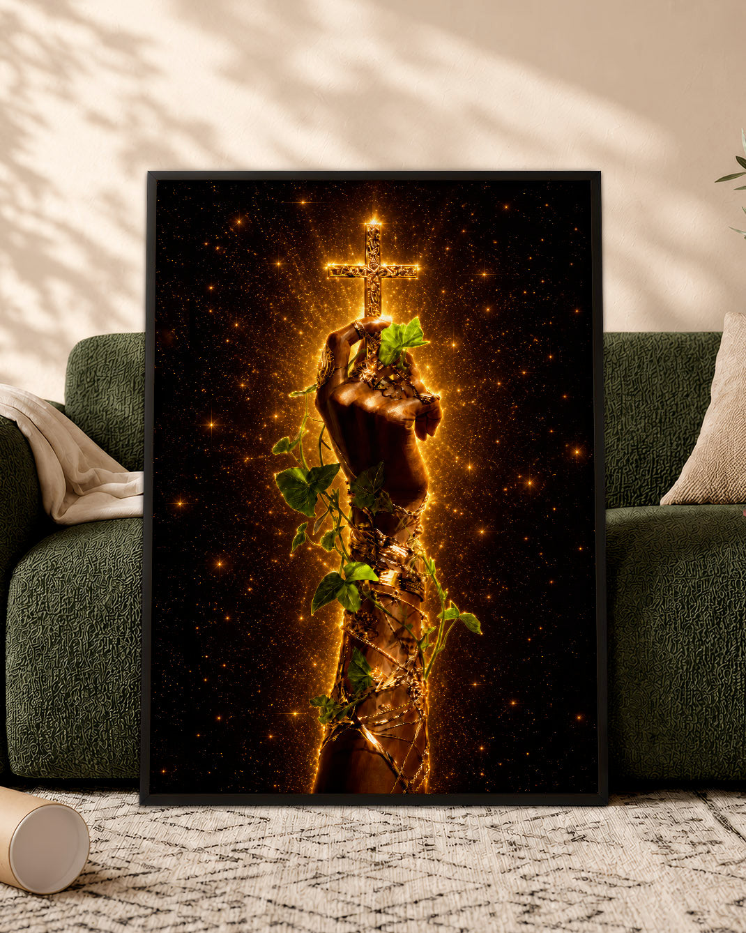 Black Christian Cross Canvas - African American Faith Wall Art