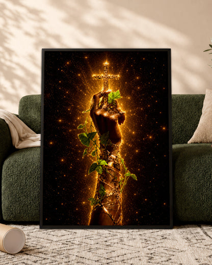 Black Christian Cross Canvas - African American Faith Wall Art