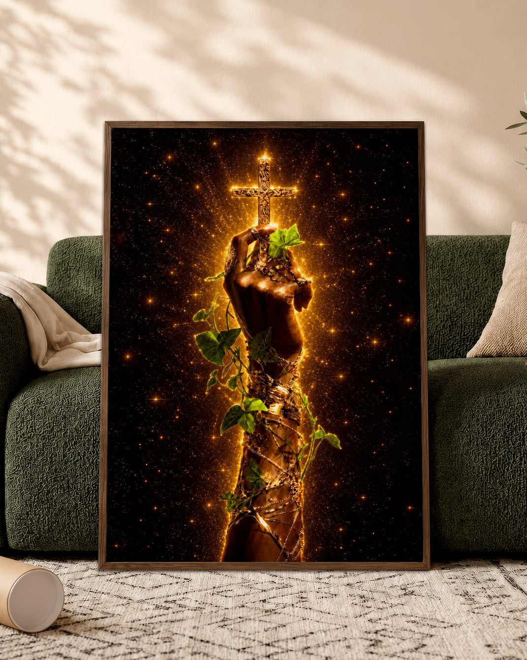 Black Christian Cross Canvas - African American Faith Wall Art