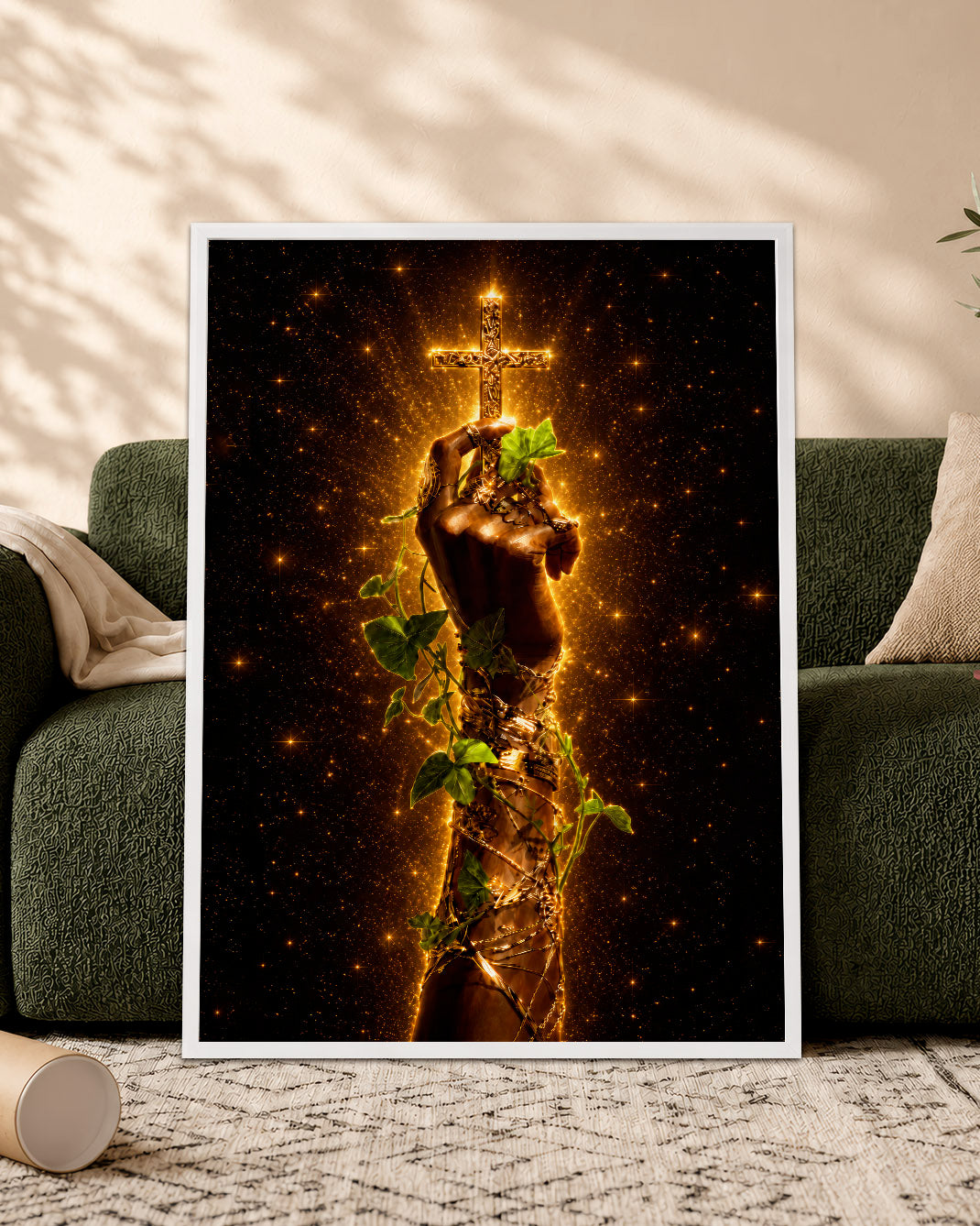 Black Christian Cross Canvas - African American Faith Wall Art
