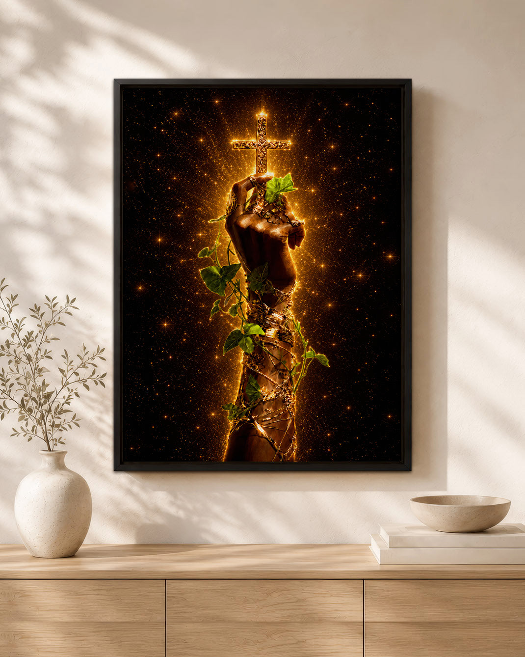 Black Christian Cross Canvas - African American Faith Wall Art