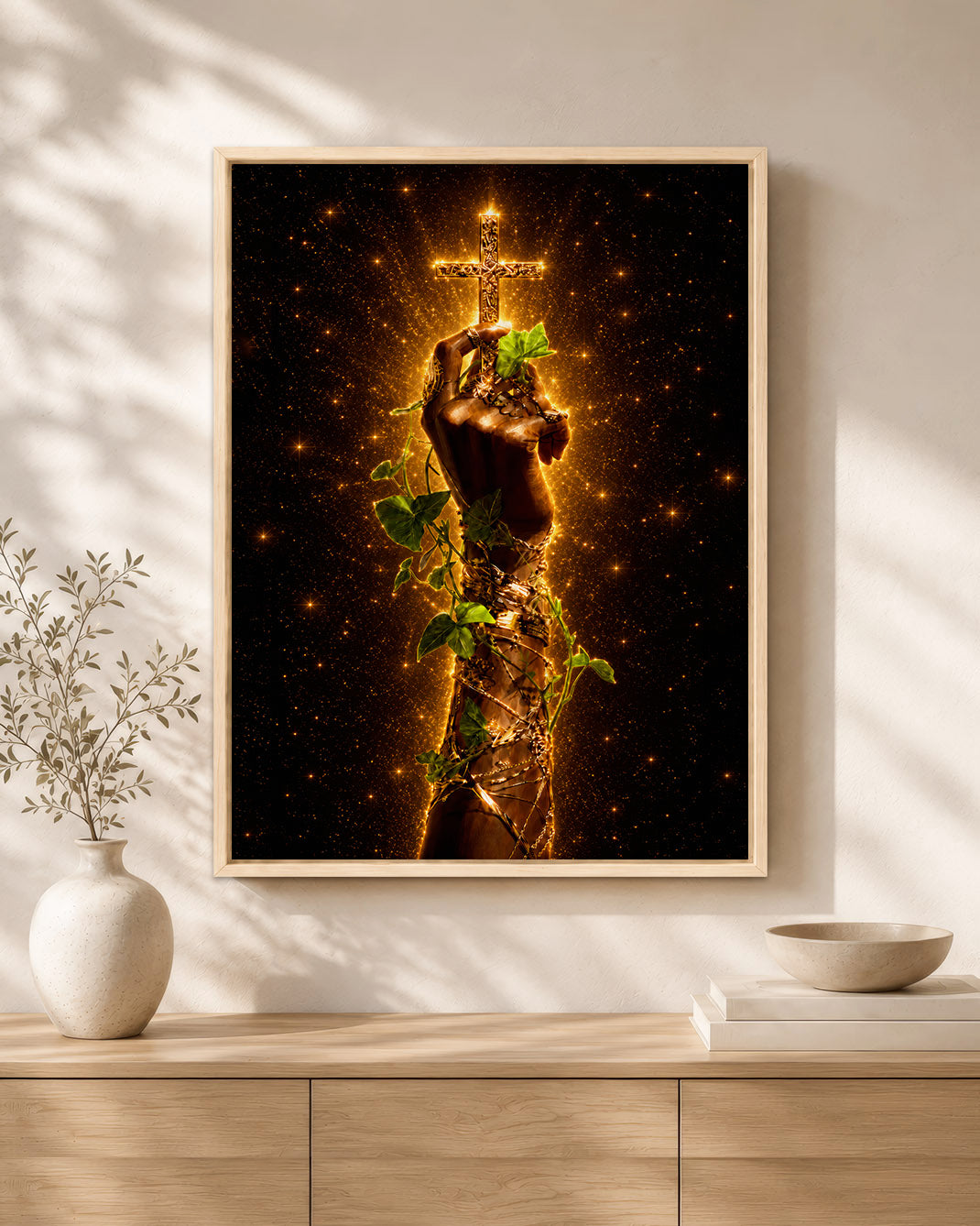 Black Christian Cross Canvas - African American Faith Wall Art