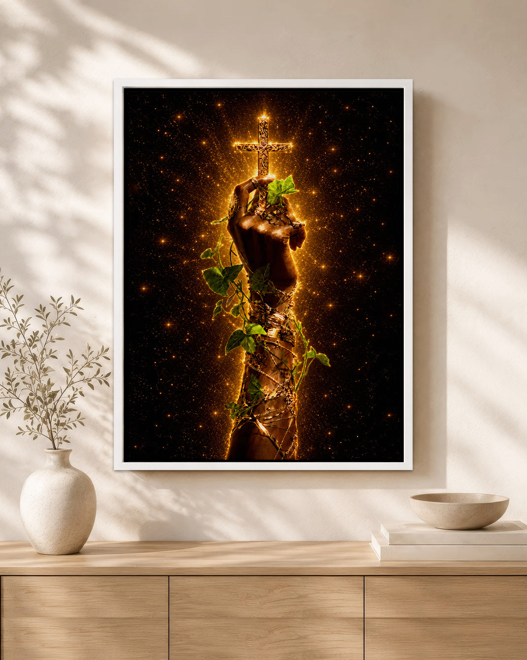Black Christian Cross Canvas - African American Faith Wall Art