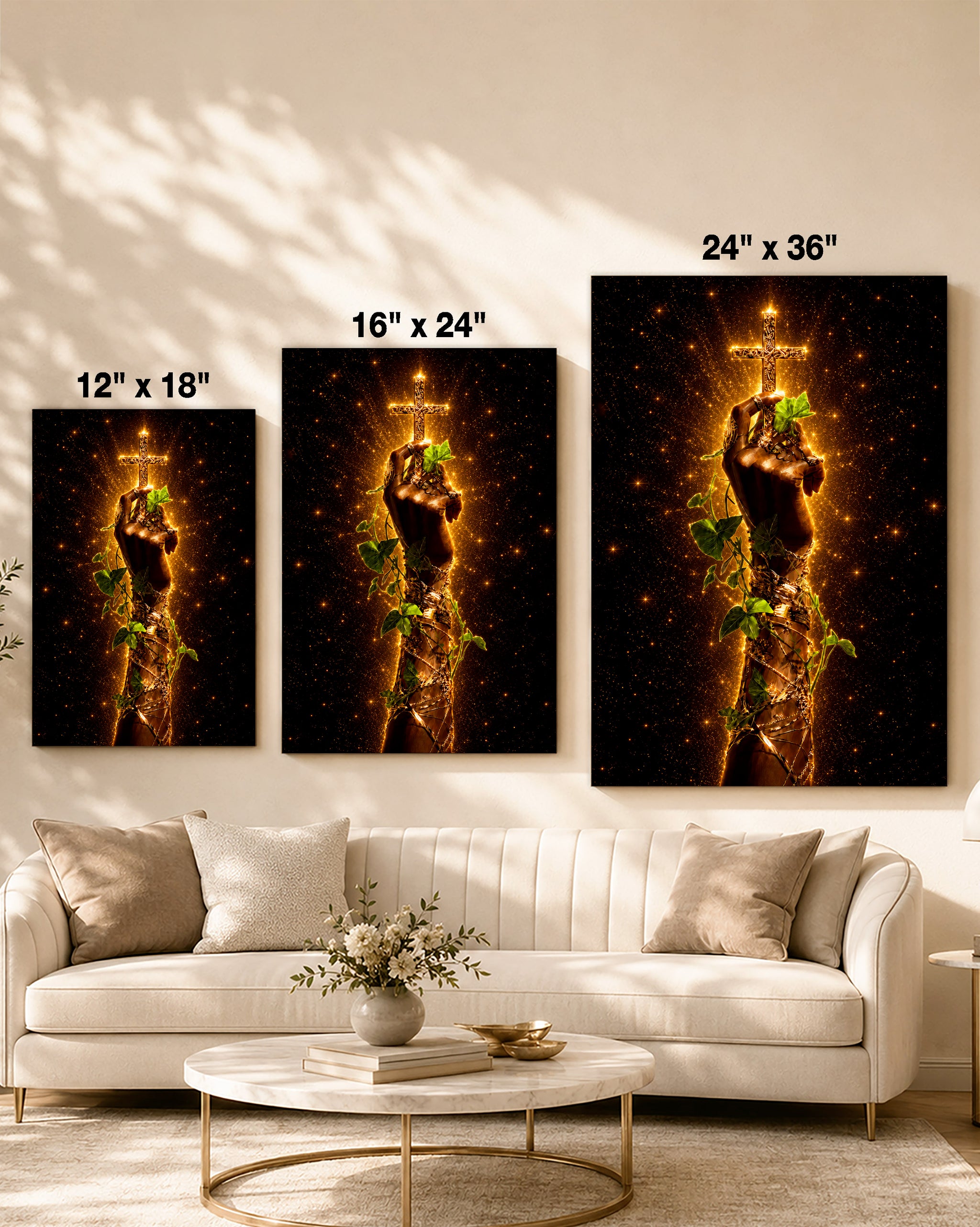 Black Christian Cross Canvas - African American Faith Wall Art