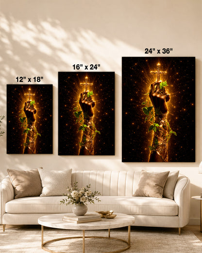 Black Christian Cross Canvas - African American Faith Wall Art