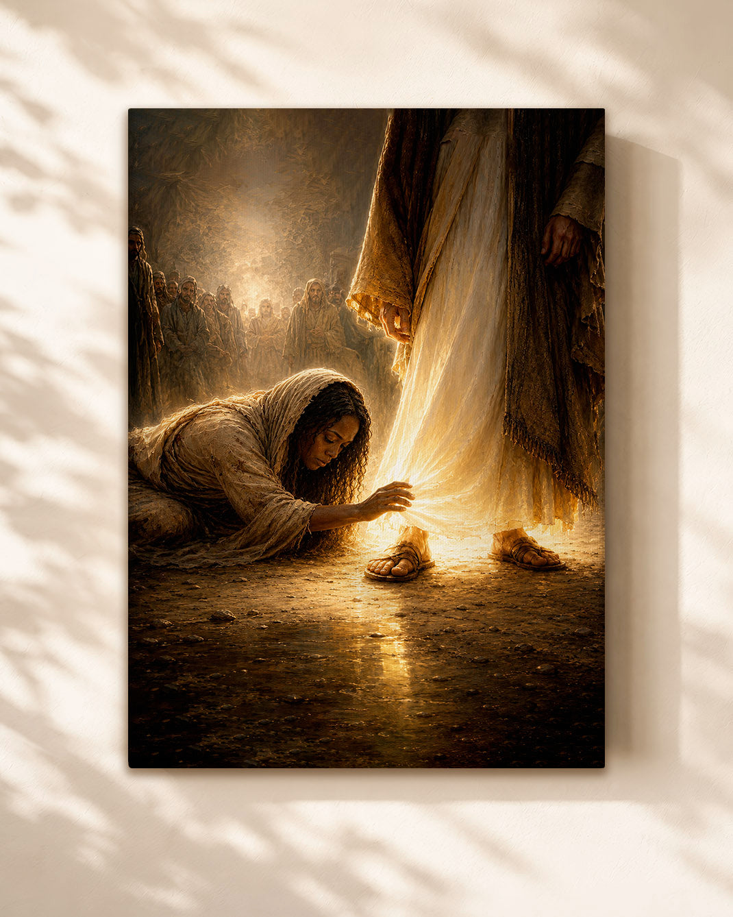 Black Jesus Healing the Woman Canvas Print – African American Christian Wall Art