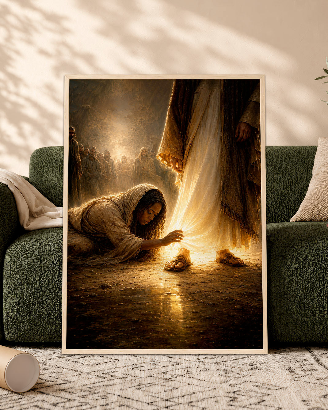 Black Jesus Healing the Woman Canvas Print – African American Christian Wall Art