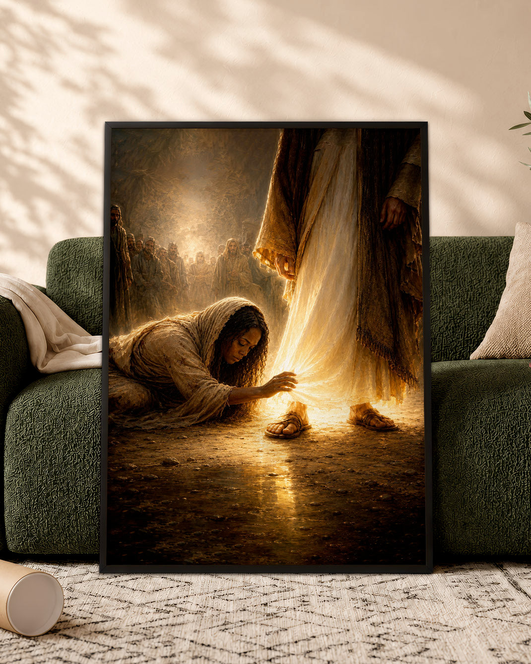 Black Jesus Healing the Woman Canvas Print – African American Christian Wall Art