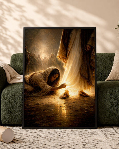 Black Jesus Healing the Woman Canvas Print – African American Christian Wall Art