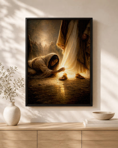 Black Jesus Healing the Woman Canvas Print – African American Christian Wall Art